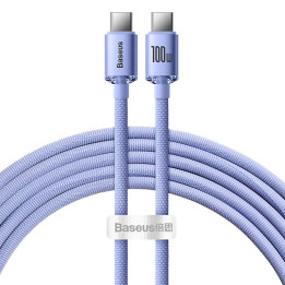 Baseus Crystal Shine kabelis no USB-C līdz USB-C, 100 W, 2 m (violeta)