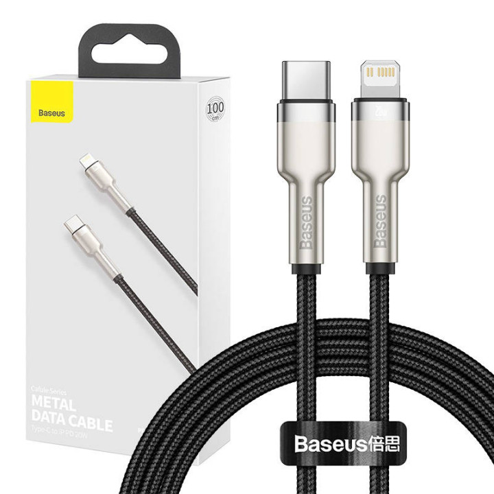 Кабель USB-C для Lightning Baseus Cafule, PD, 20 Вт, 1 м (черный)