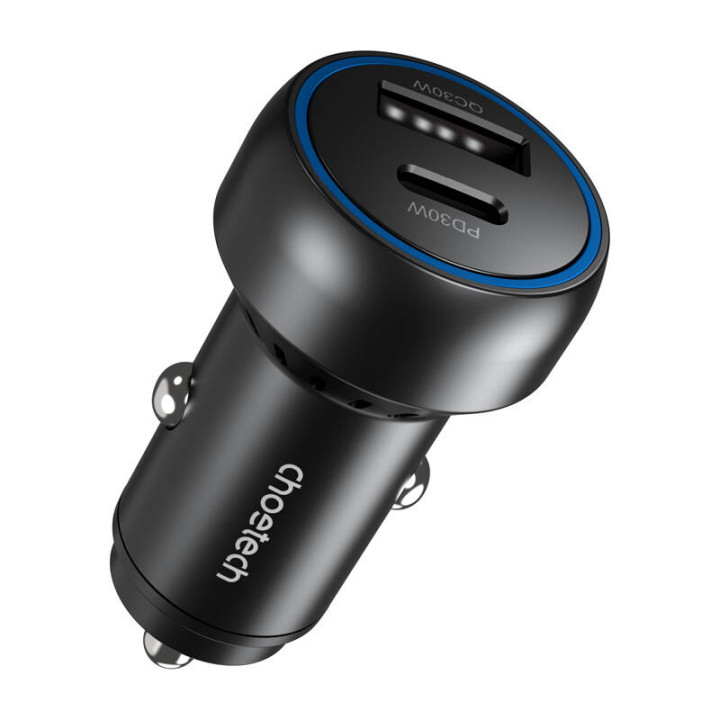 Choetech 60W 2xUSB-C+USB-A autolaadija (must)