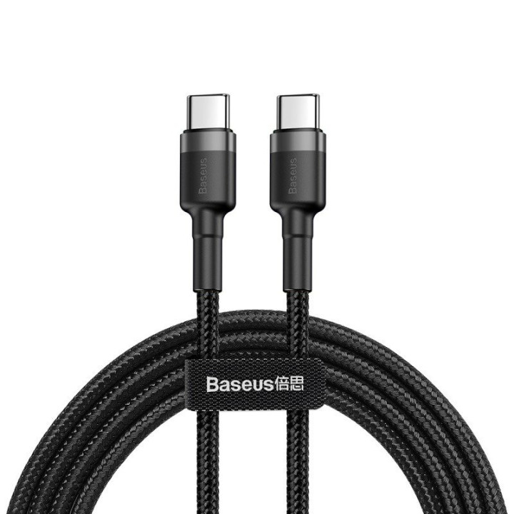 Baseus Cafule USB-C kuni USB-C PD 2.0, QC 3.0, 60 W, 1 m (Czarno-szary)