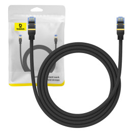Pintas tinklo kabelis Cat.7 Baseus Ethernet RJ45, 10Gbps, 1,5m (juodas)