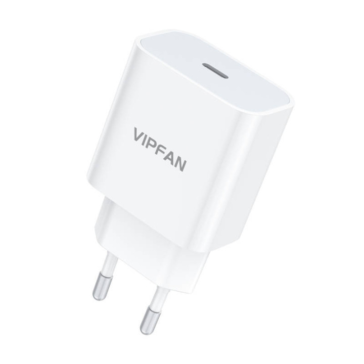 Сетевое зарядное устройство VFAN E04, USB-C, 20Вт, QC 3.0 (белое)