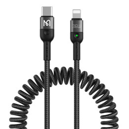 Mcdodo CA-1960 USB-C līdz Lightning atsperes kabelis, 36 W, 1,8 m (melns)