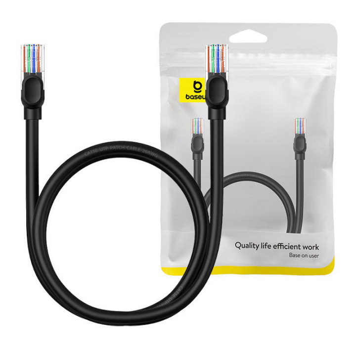 Baseus Ethernet CAT5, 1 m tinklo kabelis (juodas)