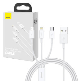 Kabel szybkiego ładowaniaBaseus Superior Data USB do M+L+C 3.5A 1M (valkoinen)