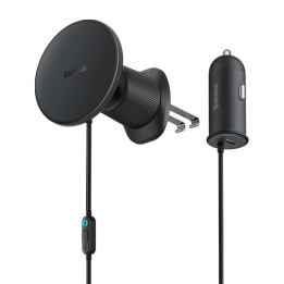 Magnetinis automobilinio telefono laikiklis Baseus CW01 prie ventiliacijos tinklelio su automobiliniu įkrovikliu USB-C, 15W + 25