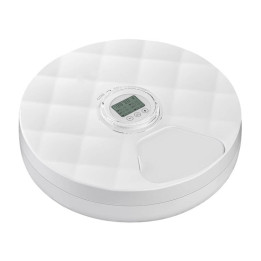 Petwant F19L-B automātiskais 6 kameru barības dozators (balts)
