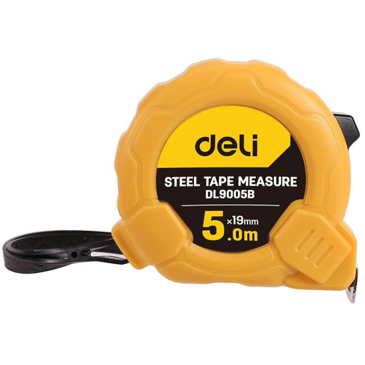 Рулетка стальная измерительная 5м/19мм Deli Tools EDL9005B (желтая)