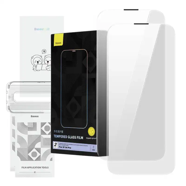 Rūdīts stikls Baseus Corning iPhone 14 Pro ar iebūvētu putekļu filtru