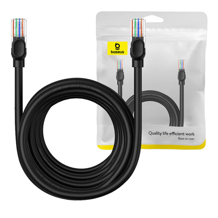 Baseus Ethernet CAT5, 8 m võrgukaabel (must)