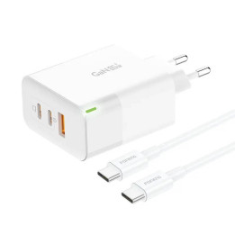 Įkroviklis Foneng GAN65 USB-A, 2x USB-C GaN 65W su USB-C laidu