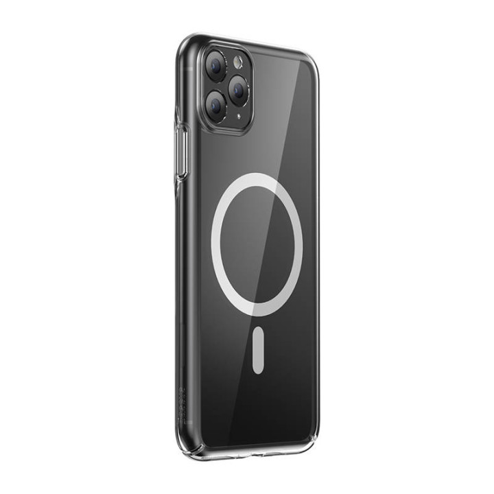 Tālruņa maciņš Baseus Magnetic Crystal Clear tālrunim iPhone 11 Pro (caurspīdīgs) ar rūdīta stikla ekrāna aizsargu un tīrīšanas 