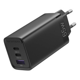 Vention FEDB0-EU 2xUSB-C 1xUSB-A 65W/30W/30W GaN tīkla lādētājs (melns)