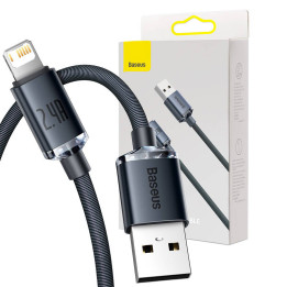 Baseus Crystal Shine kabelis USB prie Lightning, 2.4A, 2m (juodas)