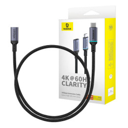Baseus augstas izšķirtspējas pagarinātāja kabelis USB-C no vīrieša līdz mātītei 10Gbps, 0,5m (melns)