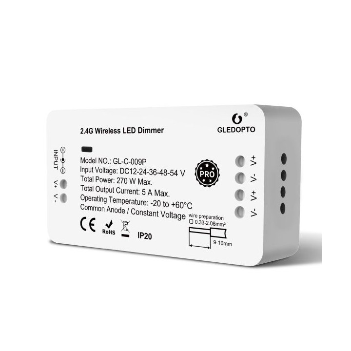 Gledopto GL-C-009P, Zigbee Pro Dimmer LED-kontroller (Zigbee+RF) 12V-54V DC