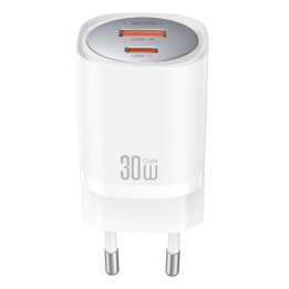 Seinalaadija XO CE21, 30W, GaN, 1x USB-C, 1x USB-A