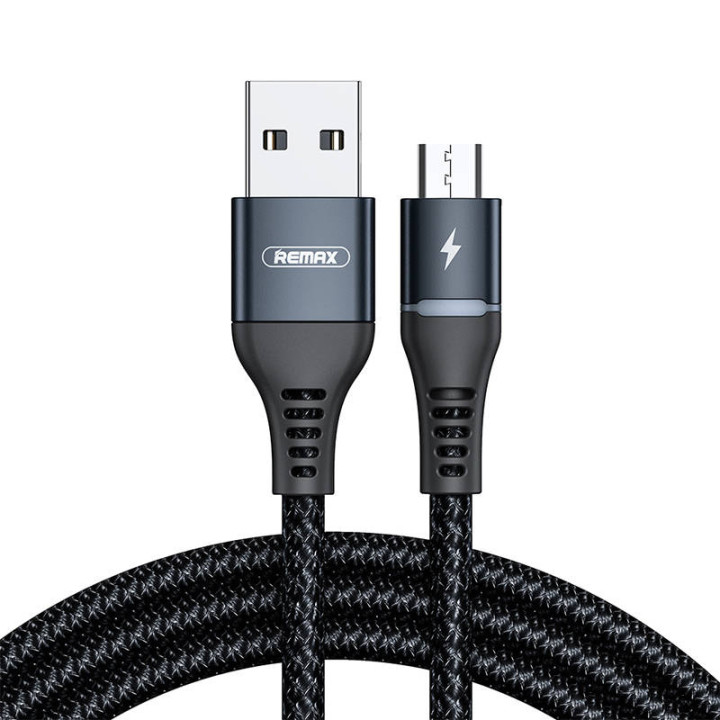 Kaapeli USB Micro Remax Colorful Light, 2.4A, 1m (musta)