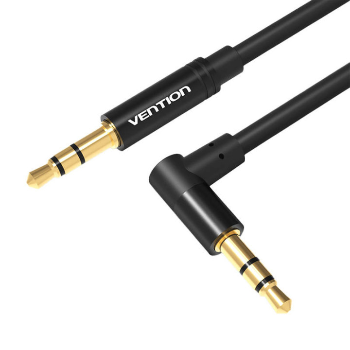Kabelis Audio 90 grādu mini ligzda 3,5 mm AUX Vention BAKBD-T 0,5 m (melns)