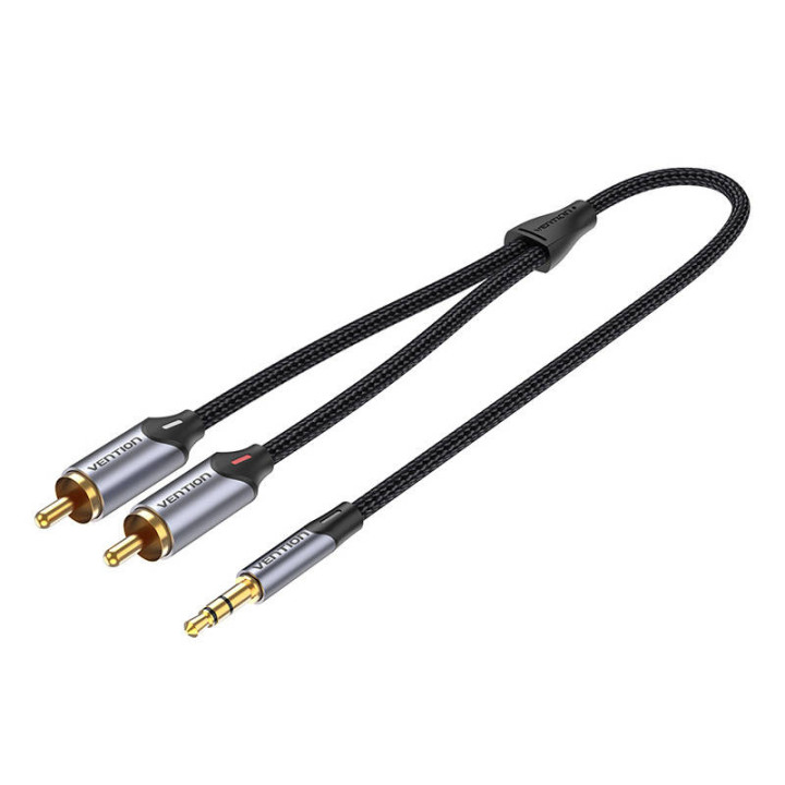 Garso laidas nuo 2xRCA iki 3,5 mm ventiliacija BCNBD 0,5 m (pilka)