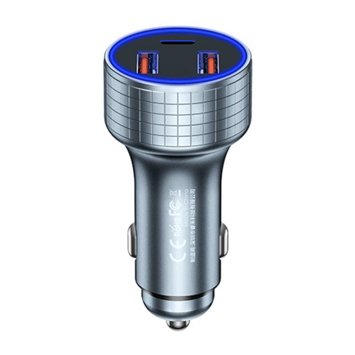 Automobilinis įkroviklis 2x USB, USB-C Remax RCC327, 83W (susitepimas)