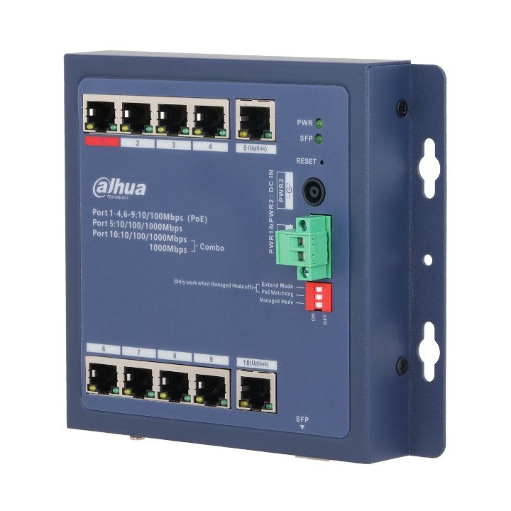 DAHUA CHS4110-8ET-90-F Industrial PoE Managed Switch, 8 Ports + SFP