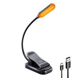 Bezvadu lampa Mini Glocusent GLCSNTBL101B piespraužama grāmatas lampiņa, USB-C melns