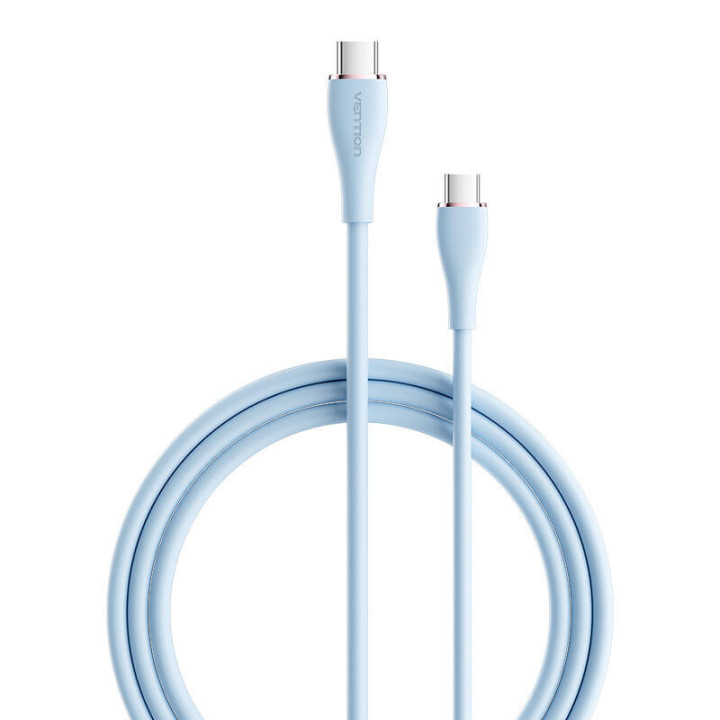 Кабель USB-C 2.0 на USB-C Vention TAWSG 1,5м, PD 100Вт, Синий Силикон