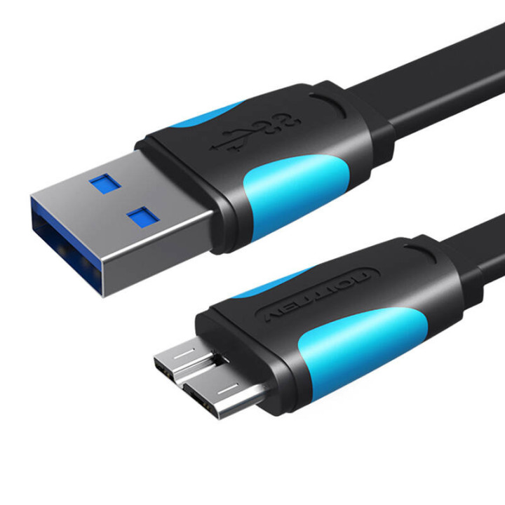 Plokščias USB 3.0 A iki Micro-B laidas Ventiliacija VAS-A12-B150 1,5 m juoda