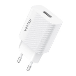 Seinalaadija VFAN E01, 1x USB, 2,4A (valge)