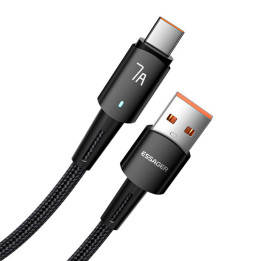 Кабель USB-A на USB-C, Essager, EXC7A-CGB01-P, 100 Вт, 0,5 м (черный)