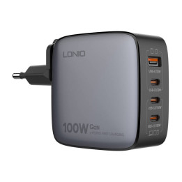 LDNIO Q408 100W USB-A + 3x USB-C verkkolaturi (musta)
