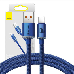 Baseus Crystal Shine kabelis no USB uz USB-C, 5A100W1.2m (zils)