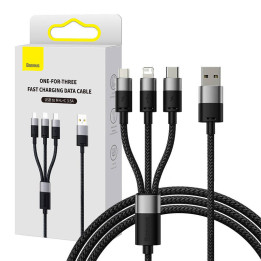 Greitas įkrovimas iš USB į M+L+C Baseus StarSpeed ​​3.5A 0,6m (juodas)