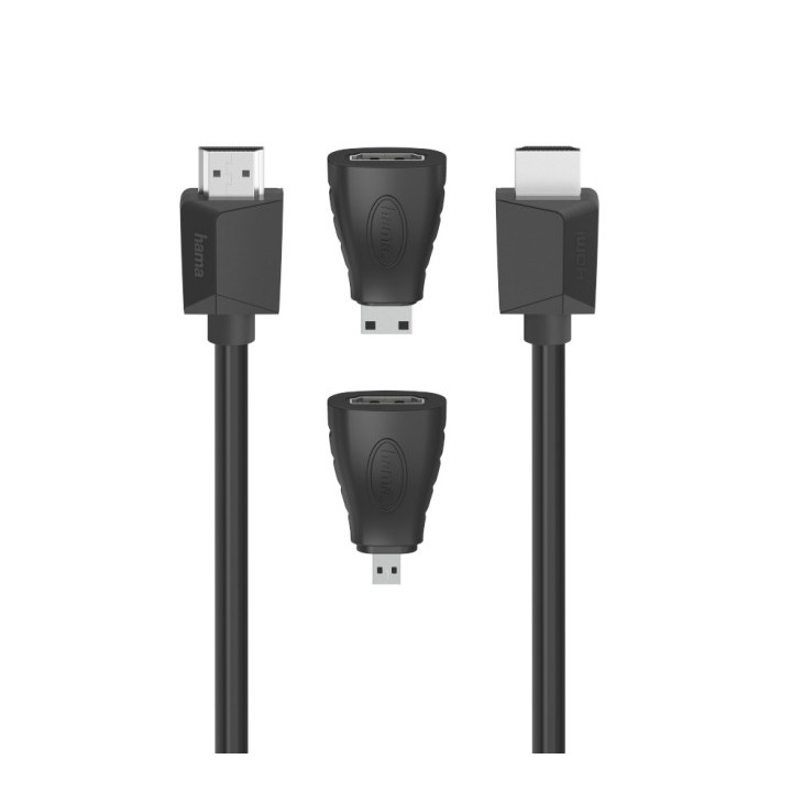 Hama HDMI 2.0B 4K, 1,5 m + adapteris mini/mikro HDMI
