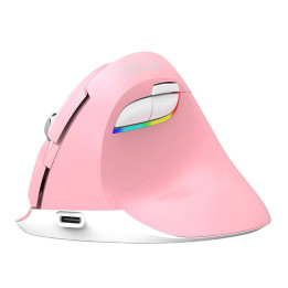 Belaidė vertikali pelė Delux M618Mini DB BT+2.4G 2400DPI (rožinė)