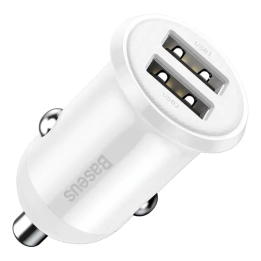 Baseus Grain Pro automašīnas lādētājs 2x USB 4.8A (balts)