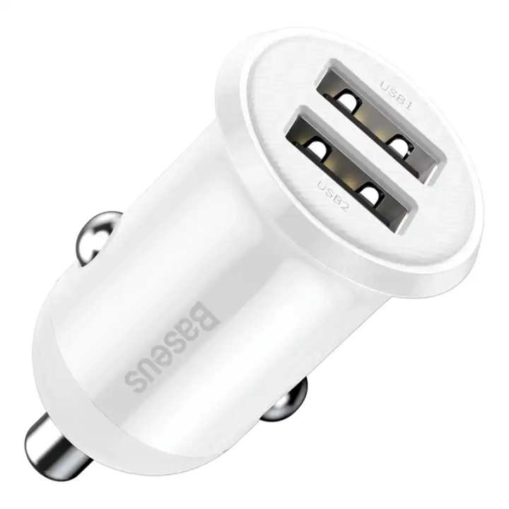 Автомобильное зарядное устройство Baseus Grain Pro 2x USB 4.8A (белое)
