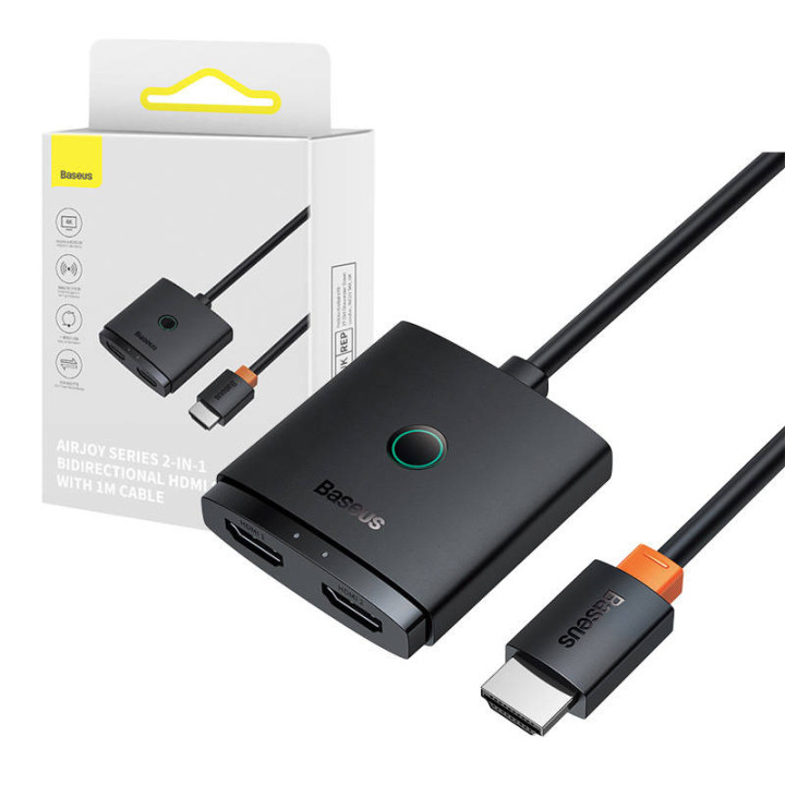 Переключатель HDMI Baseus с кластером кабелей длиной 1 м, черный