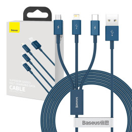 USB kabelis 3in1 Baseus Superior Series, USB uz mikro USB / USB-C / Lightning, 3,5 A, 1,5 m (zils)