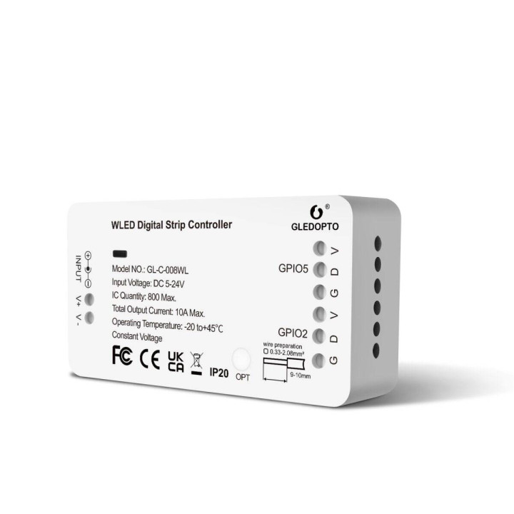 Kontroler LED RGBIC ESP8266 5~24V 10A WIFI WLED MĀJAS PALĪGS