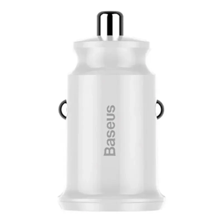 Baseus graudu automašīnas lādētājs 2x USB 5V 3.1A (balts)