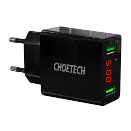 C0028 2 * Сетевое зарядное устройство USB-A с дисплеем (черное)