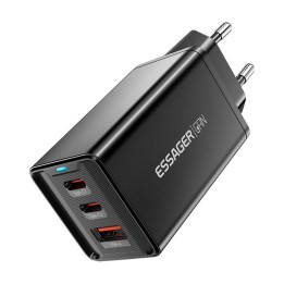 Seinalaadija, Essager, ECTAC-KSB01-Z, GaN, 2xUSB-C, USB-A, 67W (must)