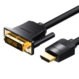 HDMI do DVI -kaapeli (24+1) Tuuletus ABFBF 1m, 4K 60Hz / 1080P 60Hz (musta)