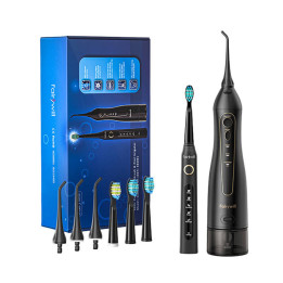 Sonic zobu birste ar uzgaļu komplektu un FairyWill FW-507+FW-5020E irigatoru (melna)