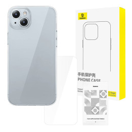 Caurspīdīgs korpuss Baseus iPhone 15 + rūdīts stikls