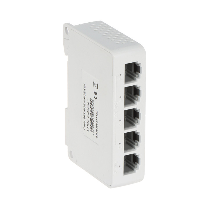 POE SLĒDZIS / PAPLAŠINĀTĀJS SPT-POE/4-POE-DIN 5-PORTU DELTA NETWORK