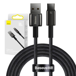 Baseus Tungsten Gold Cable USB uz USB-C, 100W, 2m (melns)