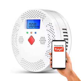 Hiilimonoksidi CO-ilmaisin anturi 2x AA paristot 70dB hälytys WiFi TUYA